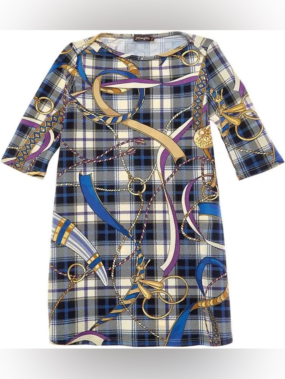 Elegant Kids Plaid Dress with Chain Accents